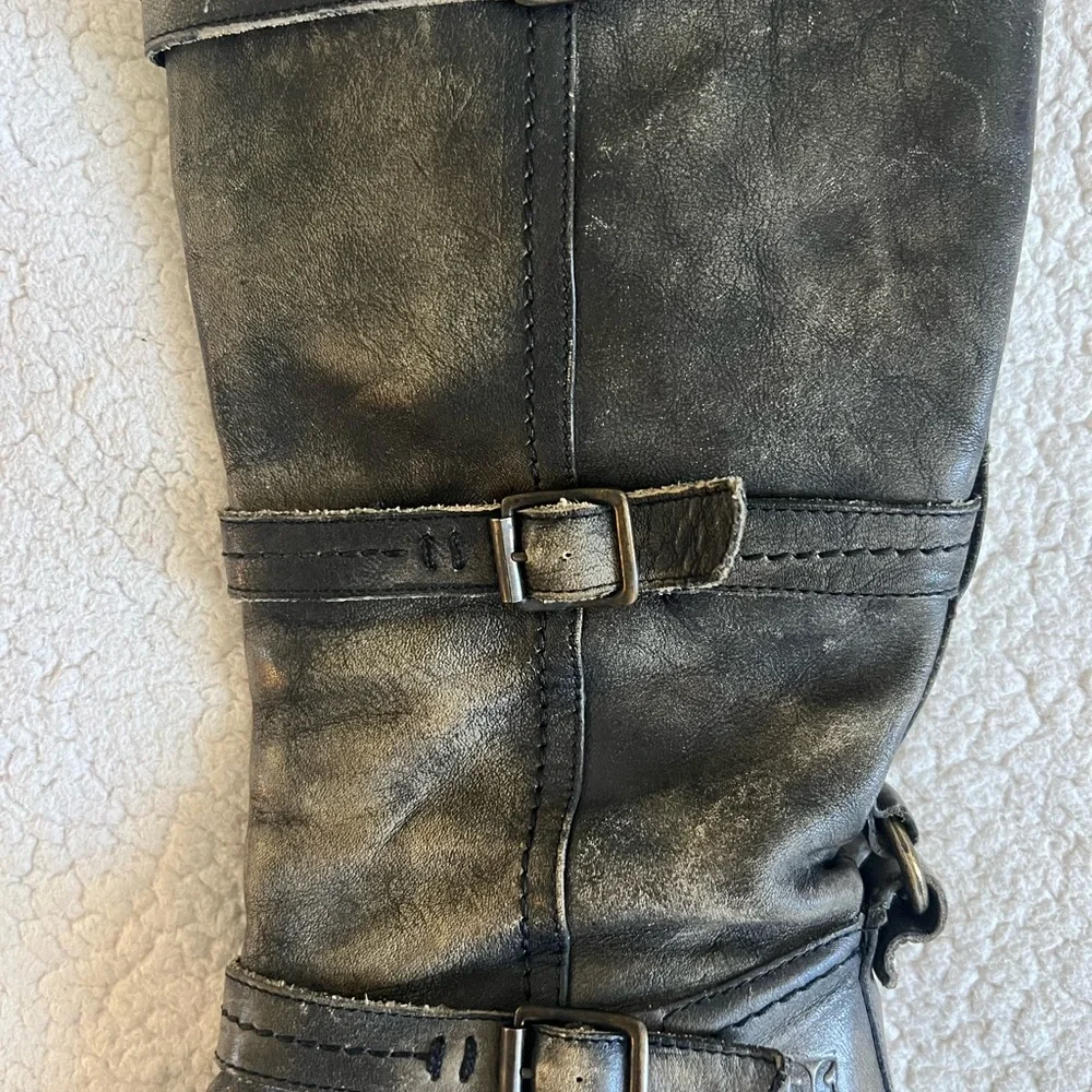 Frye Women's Black Distressed Leather Boots - Picture 6 of 13